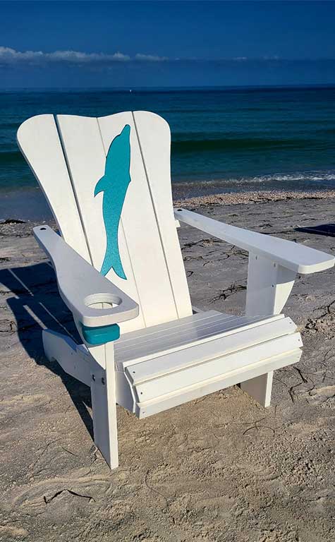 ITOF - Wooden chair with dolphin inlay
